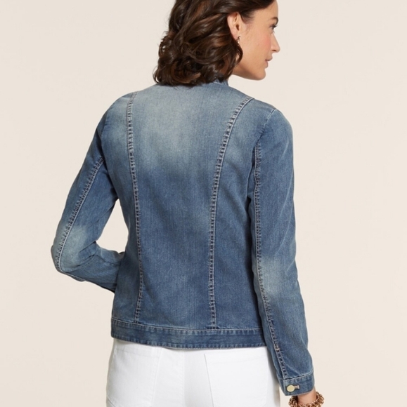 Chico's Golden Paisley Denim Jacket Chico's Size - 0 (4/Small) - Picture 2 of 16